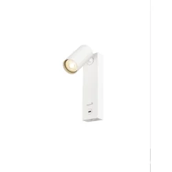 Luminaria de pared ENOLA 2.0 S WL SINGLE PAR11 BEDSIDE de 1 llama, con interruptor, con función de carga USB