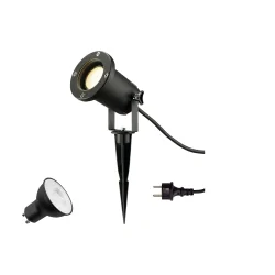 Luminaria con pincho BIG NAUTILUS SET GU10 2700K juego de 1, con enchufe, con portalámpara GU10 IP44/IP65, negro regulable