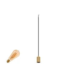 Luminaria colgante FITU PD SET RIBBED juego de 1, con portalámpara, con baldaquino, acanalada E27 IP20, dorado regulable