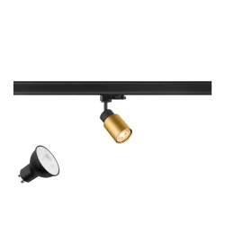 Foco trifásico PURI 2.0 TUBE 3PH SET  cilíndrico, juego de 1, con adaptador, con portalámpara GU10 IP20, dorado