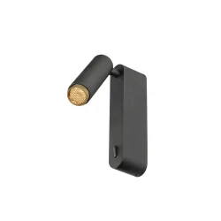 Luminaria de pared GRIP! S WL ON-OFF con interruptor, ajustable IP20, dorado, negro 