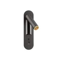 Luminaria de pared empotrable GRIP! S WL DIM USB-C con interruptor, ajustable, con función de carga USB IP20, dorado