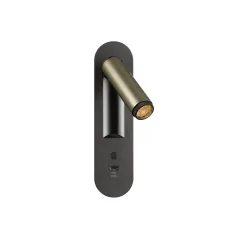 Luminaria de pared empotrable GRIP! S WL DIM USB-C con interruptor, ajustable, con función de carga USB IP20, color bronce