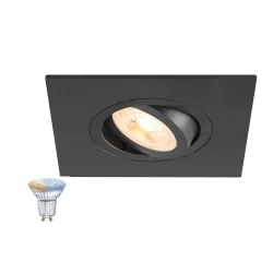 Proyector empotrado NEW TRIA® 75 XL SMART SET ECKIG angular, juego de 1 GU10 IP20, negro regulable