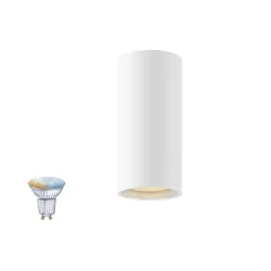 Luminaria de techo ASTO TUBE SMART SET CL SINGLE GU10 de 1 llama, juego de 1, con portalámpara GU10 IP20, blanco regulable