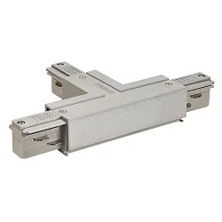 Conector en T trifásico EUTRAC tierra a la izquierda, tierra adentro, plata