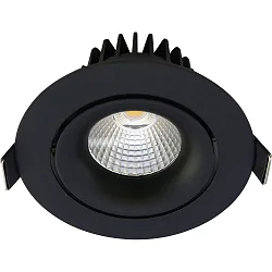 Luminaria empotrable VELIA TILT redondo IP44, negro mate regulable 13W 850lm 1800|3000K