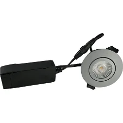 Luminaria empotrable LOW PROFILE redondo IP54, gris regulable 6W 470lm 3000K