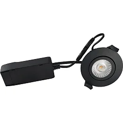 Luminaria empotrable LOW PROFILE redondo IP54, negro mate regulable 6W 510lm 4000K
