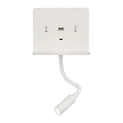 Luminaria para leer CALMA 16/3836 con interruptor, con conexión USB, ajustable IP20, blanco