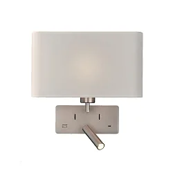 Luminaria de pared ROMEO 16/3971 con interruptor, con conexión USB, ajustable E27 IP20, níquel mate