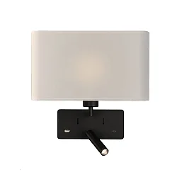 Luminaria de pared ROMEO 16/3971 con interruptor, con conexión USB, ajustable E27 IP20, negro