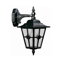 Outdoor Wall luminaire Country style Cross brace Type No. 1805, on wall bracket, IP23, E27, cast alu cathedral glass, black