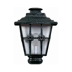 Outdoor Wall luminaire Country Style Cross brace Type No. 3227, half shape, IP23, E27, cast alu cathedral glass clear, black