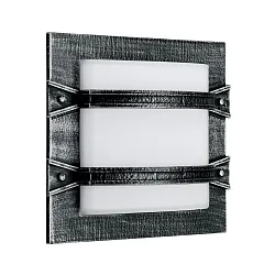 Outdoor Wall and Ceiling luminaire Type No. 6262, square, 2 crossbars, IP44, E27 QA55 max. 57W, cast alu opal glass, black