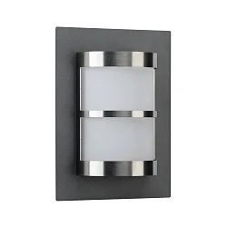 Outdoor Wall luminaire Type No. 6224, IP44, half round, 20 x 26cm, E27 QA55 max. 57W, stainless steel / anthracite / opal
