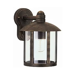 Luminaria de pared para exteriores TYPE NO 1835 abajo, cilíndrico E27 IP44, marrón, latón satinado regulable