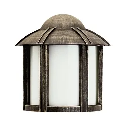 Outdoor Wall luminaire Type No. 3221, half round with roof, IP44, E27 QA55 max. 57W, cast alu / opal glass, brown brass matt