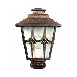 Outdoor Wall luminaire Country style Cross brace Type No. 3227, half shape, IP23, E27, cast alu, glass clear, brown brass