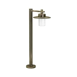 Path light Country style Hat shape flat Type No. 4152, IP44, 88.5cm, E27 QA55 max. 57W, cast alu / opal glass, brown brass