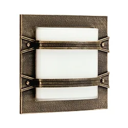 Outdoor Wall and Ceiling luminaire Type No. 6262, square, 2 cross braces, IP44, E27 QA55 max. 57W,cast alu, brown brass