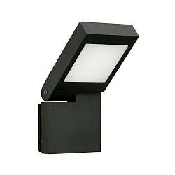 LED Outdoor Wall luminaire Type No. 0111, IP44, 14W 3000K 1400lm, swiveling 90° stepless, cast alu / opal glass, black matt