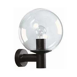 Outdoor Wall luminaire Type No. 0639, with glass ball Ø 25cm, E27, black matt / crystal glass