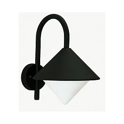 Outdoor Wall luminaire Type No. 0645 with bow arm, IP44, E27 QA55 max. 57W, cast alu / opal glass, black matt