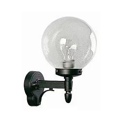 Outdoor Wall luminaire Type No. 0698, ball-Ø 20cm, E27, cast alu / bubble glass clear, black matt