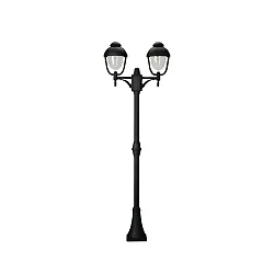 Luminaria de mástil TYPE NO 2040 de 2 llamas, redondo E27 IP44, negro mate regulable