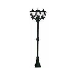 Luminaria de mástil TYPE NO 2046 de 3 llamas E27 IP44, negro mate regulable