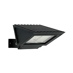 Outdoor LED Floodlight Type No. 2411, IP54, 32W 3000K 3200lm, swiveling, dimmable, cast alu / borosilicate glass, black matt
