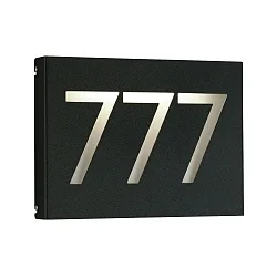 Número de casa iluminado TYPE NO 6005 3 dígitos IP44, ópalo, negro regulable