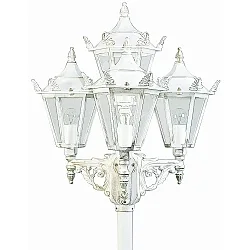Luminaria de mástil TYPE NO 2056 de 4 llamas E27 IP23, dorado, blanco regulable