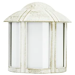 Outdoor Wall luminaire Type No. 3221, half round with cover, IP44, E27 QA55 max. 57W, cast alu / opal glass, white-gold