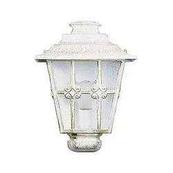 Outdoor Wall luminaire Country style Cross brace Type No. 3227, half shape, IP23, E27, cast alu / glass clear, white-gold