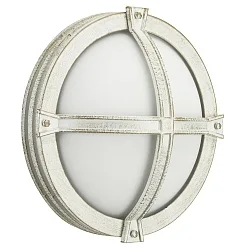 Outdoor Wall and Ceiling luminaire Type No. 6230, round, Ø 28cm, IP44, E27 QA55 max. 57W, cast alu / acrylic, white-gold