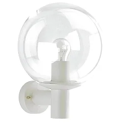 Outdoor Wall luminaire Type No. 0639, with glass ball Ø 25cm, E27, white / clear glass