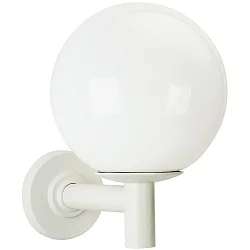 Outdoor Wall luminaire Type No. 0800 with white ball Ø 35cm, IP44, E27 A60 max. 100W, cast alu / plastic