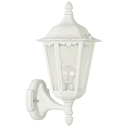 Luminaria de pared para exteriores TYPE NO 1818 arriba, angular E27 IP23, blanco mate regulable
