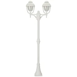 Luminaria de mástil TYPE NO 2040 de 2 llamas, redondo E27 IP44, blanco mate regulable