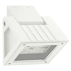 Outdoor LED Floodlight Type No. 2410, IP54, 16W 3000K 1600lm, swiveling, dimmable, cast alu / borosilicate glass, white