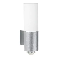 Luminaria de pared para exteriores TYPE NO 0278 regulable, con detector de movimiento IP54, plata mate regulable