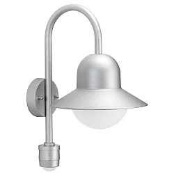Luminaria de pared para exteriores TYPE NO 0662 con detector de movimiento E27 IP44, plata mate 