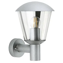 Luminaria de pared para exteriores TYPE NO 1854 resistente a los impactos E27 IP54, plata mate regulable