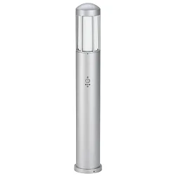 Luminaria para balizas TYPE NO 2221 cilíndrico, con detector de movimiento E27 IP44, plata mate regulable