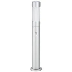 Luminaria para balizas TYPE NO 2249 cilíndrico, con detector de movimiento E27 IP44, plata mate regulable