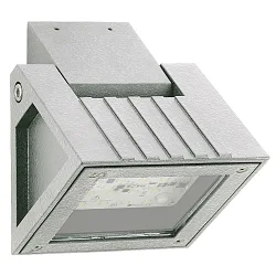 Outdoor LED Floodlight Type No. 2410, IP54, 16W 3000K 1600lm, swiveling, dimmable, cast alu / borosilicate glass, silver