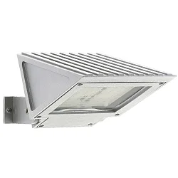 Outdoor LED Floodlight Type No. 2411, IP54, 32W 3000K 3200lm, swiveling, dimmable, cast alu / glass, silver matt