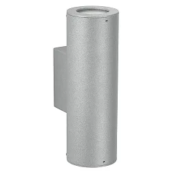 Outdoor Wall spot Type No. 2481 - 2-sided, wide/wide, IP44, 2x GU10 PAR 16 50W, rigid, cast alu / safety glass, silver